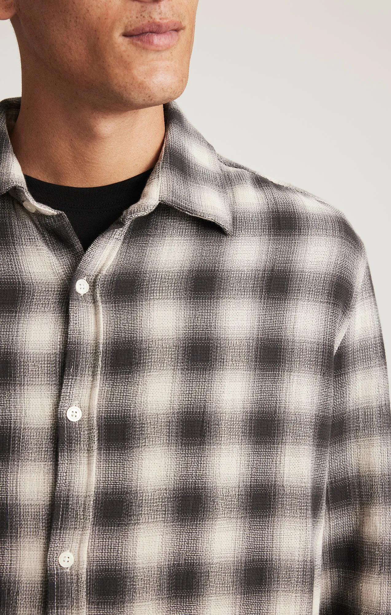 PLAID LONG SLEEVE BUTTON-UP SHIRT IN ASPHALT CHECK sold by Mavi product image thumbnail 4
