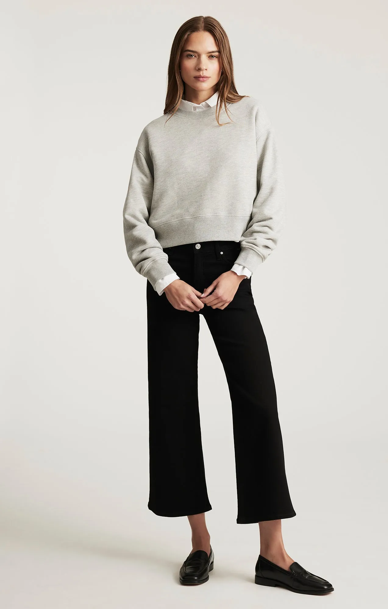 CROPPED CREW NECK SWEATSHIRT IN GREY MELANGE sold by Mavi product image thumbnail 5
