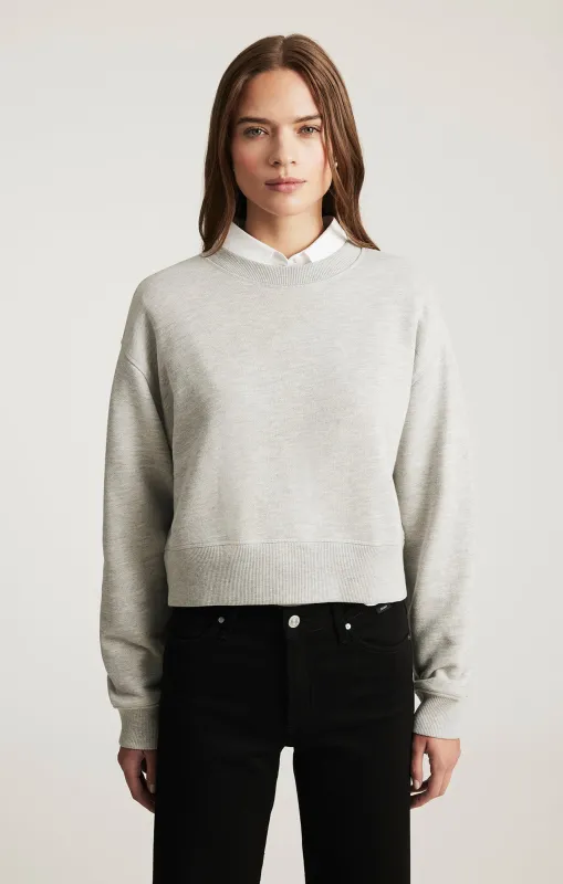 CROPPED CREW NECK SWEATSHIRT IN GREY MELANGE made by Mavi