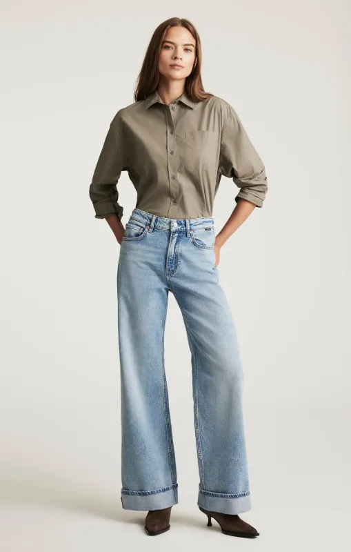 FLORIDA CUFFED WIDE LEG IN LIGHT BRUSHED CLASSIC BLUE sold by Mavi