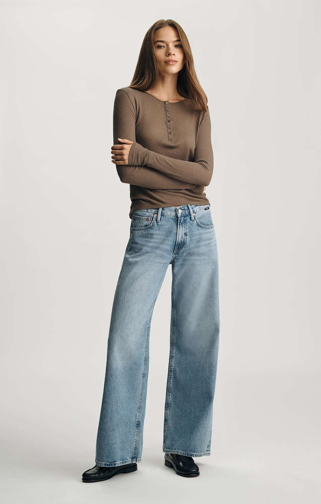 EDITION LONG SLEEVE HENLEY T-SHIRT IN MOREL sold by Mavi product image thumbnail 4