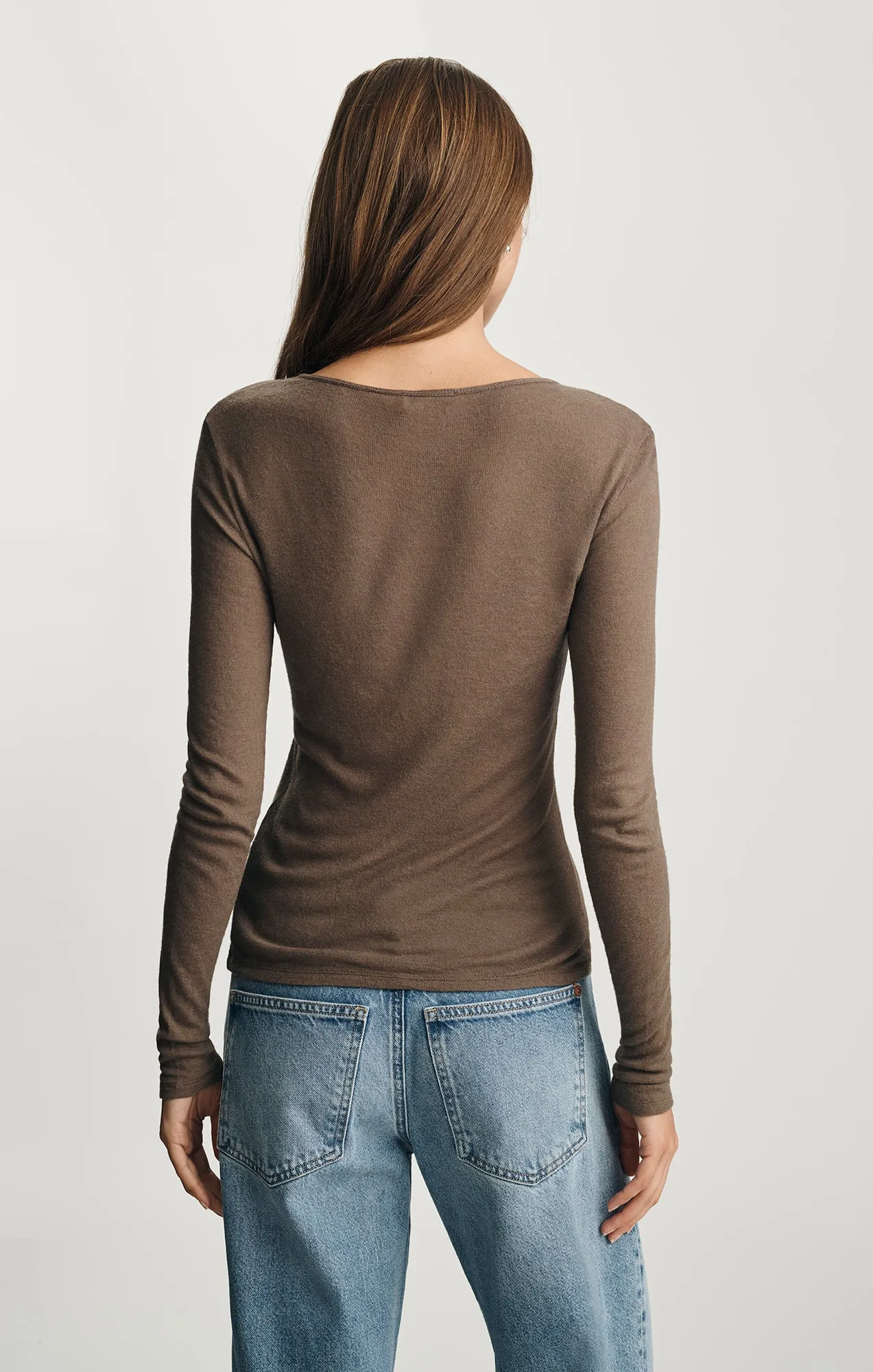 EDITION LONG SLEEVE HENLEY T-SHIRT IN MOREL sold by Mavi product image thumbnail 3