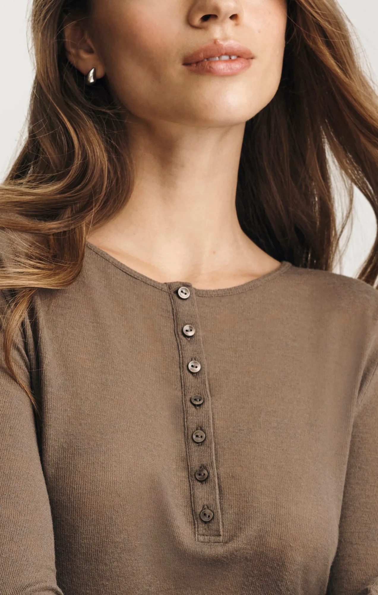 EDITION LONG SLEEVE HENLEY T-SHIRT IN MOREL sold by Mavi product image thumbnail 5