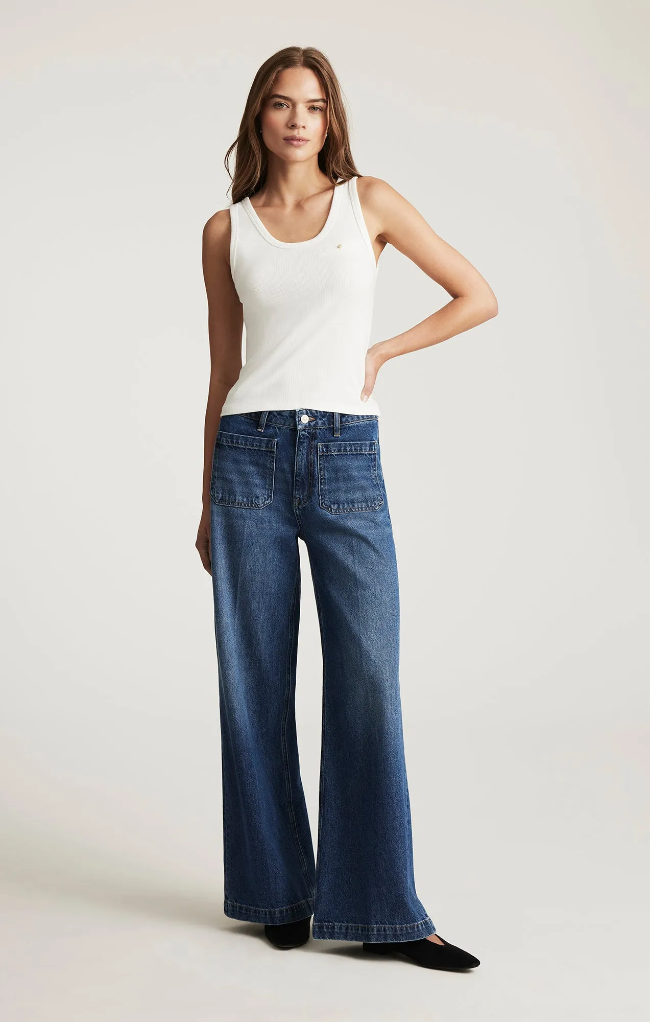 CHRISTINE WIDE LEG IN DARK BRUSHED CLASSIC DENIM sold by Mavi