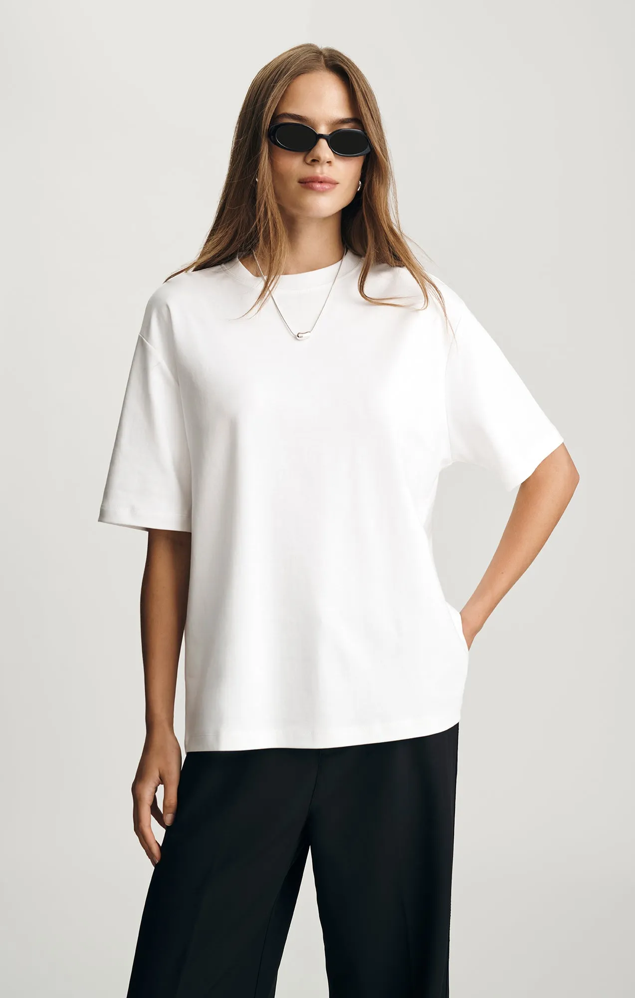 ZOE INTERLOCK CREW NECK T-SHIRT IN WHITE sold by Mavi