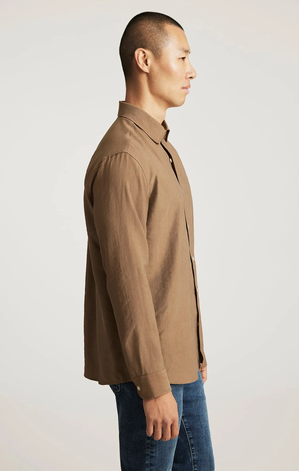EDITION LONG SLEEVE BUTTON-UP SHIRT IN SHITAKE sold by Mavi product image thumbnail 2