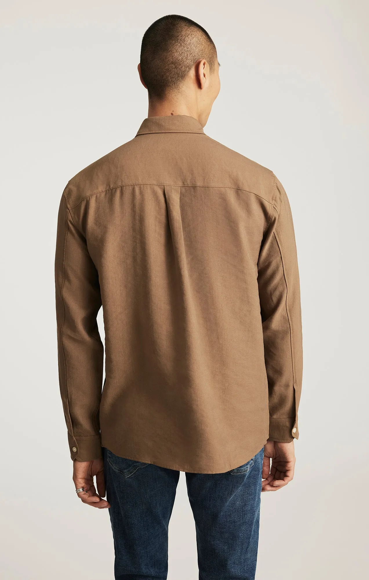 EDITION LONG SLEEVE BUTTON-UP SHIRT IN SHITAKE sold by Mavi product image thumbnail 3