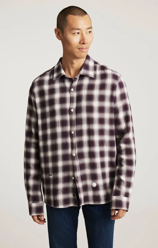 PLAID LONG SLEEVE BUTTON-UP SHIRT IN NIGHTSHADE CHECK sold by Mavi