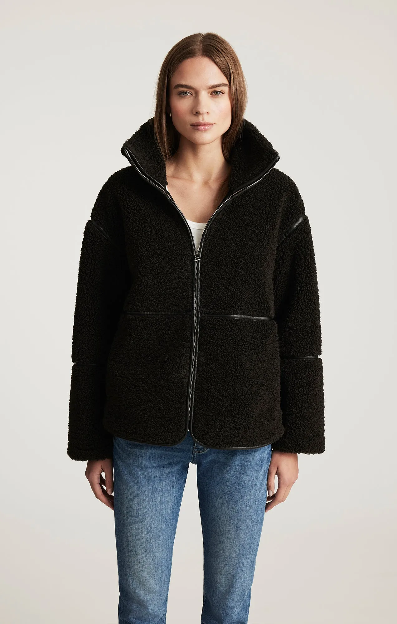 SHERPA PANEL ZIP JACKET IN AFTER DARK sold by Mavi