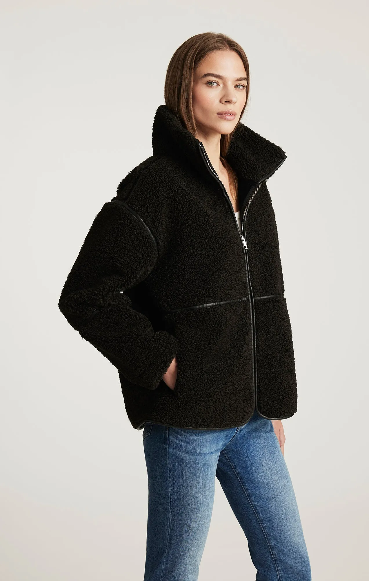 SHERPA PANEL ZIP JACKET IN AFTER DARK sold by Mavi product image thumbnail 2