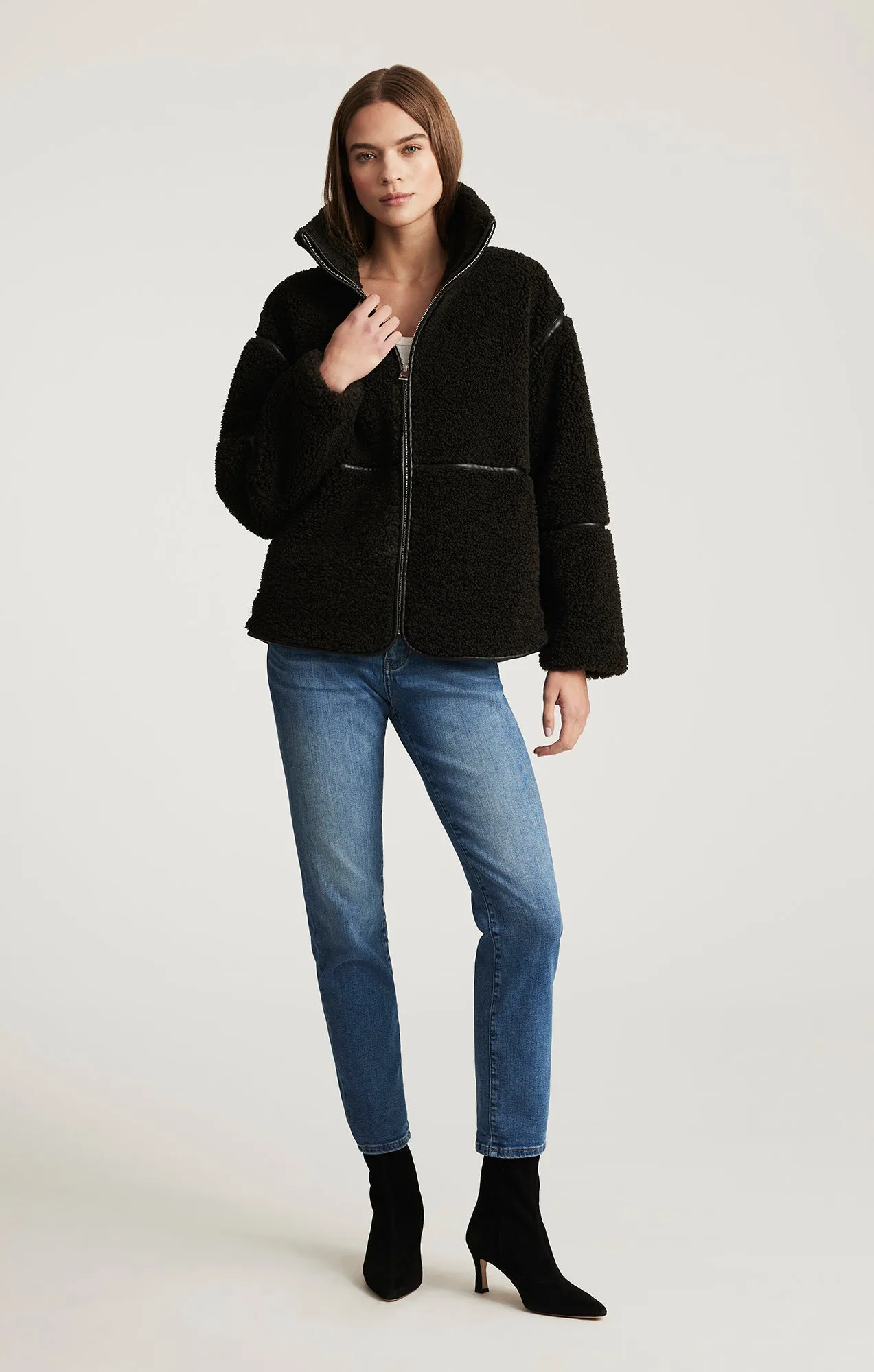 SHERPA PANEL ZIP JACKET IN AFTER DARK sold by Mavi product image thumbnail 5