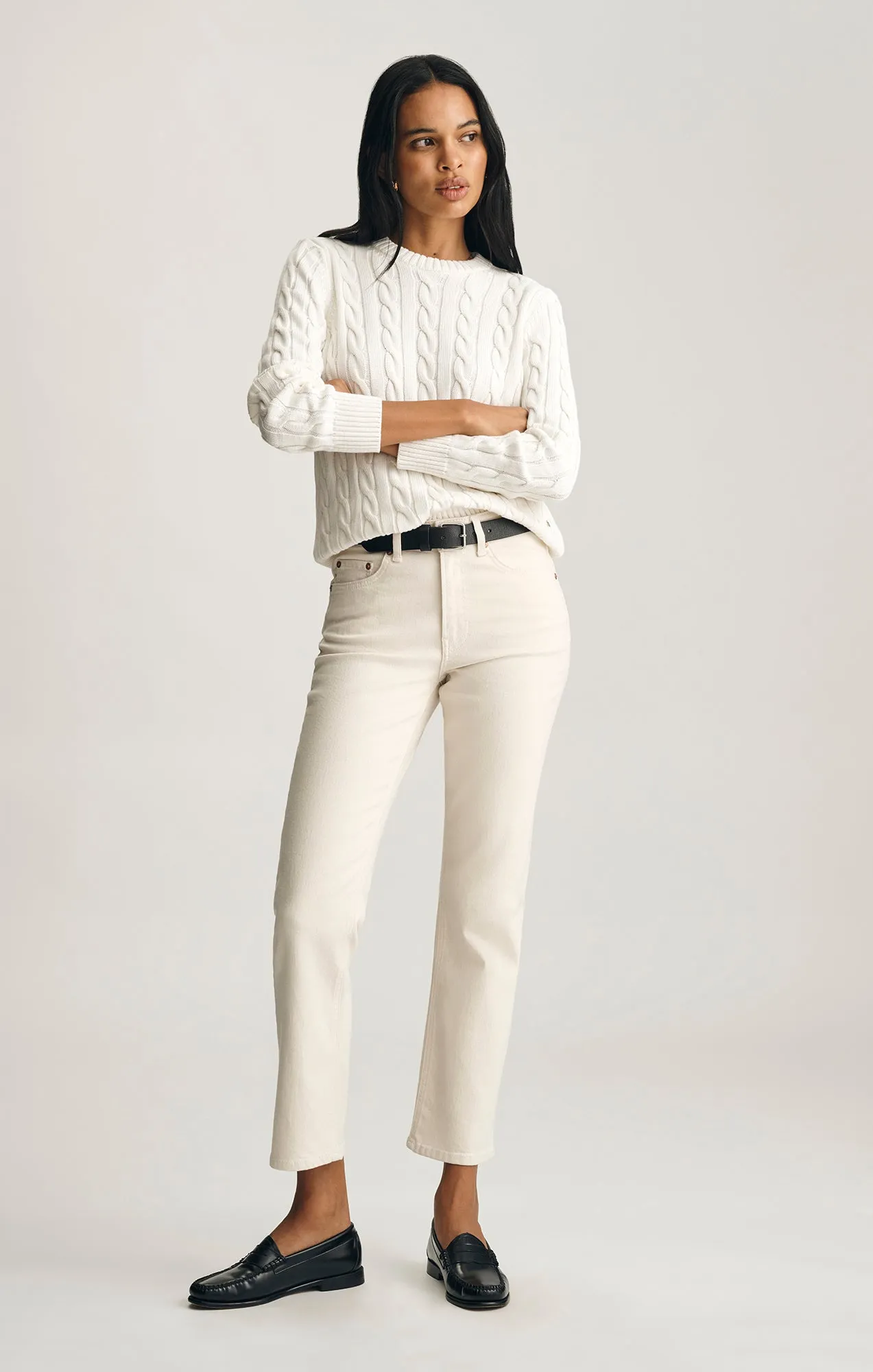 CABLE-KNIT CREW NECK SWEATER IN ANTIQUE WHITE sold by Mavi product image thumbnail 4