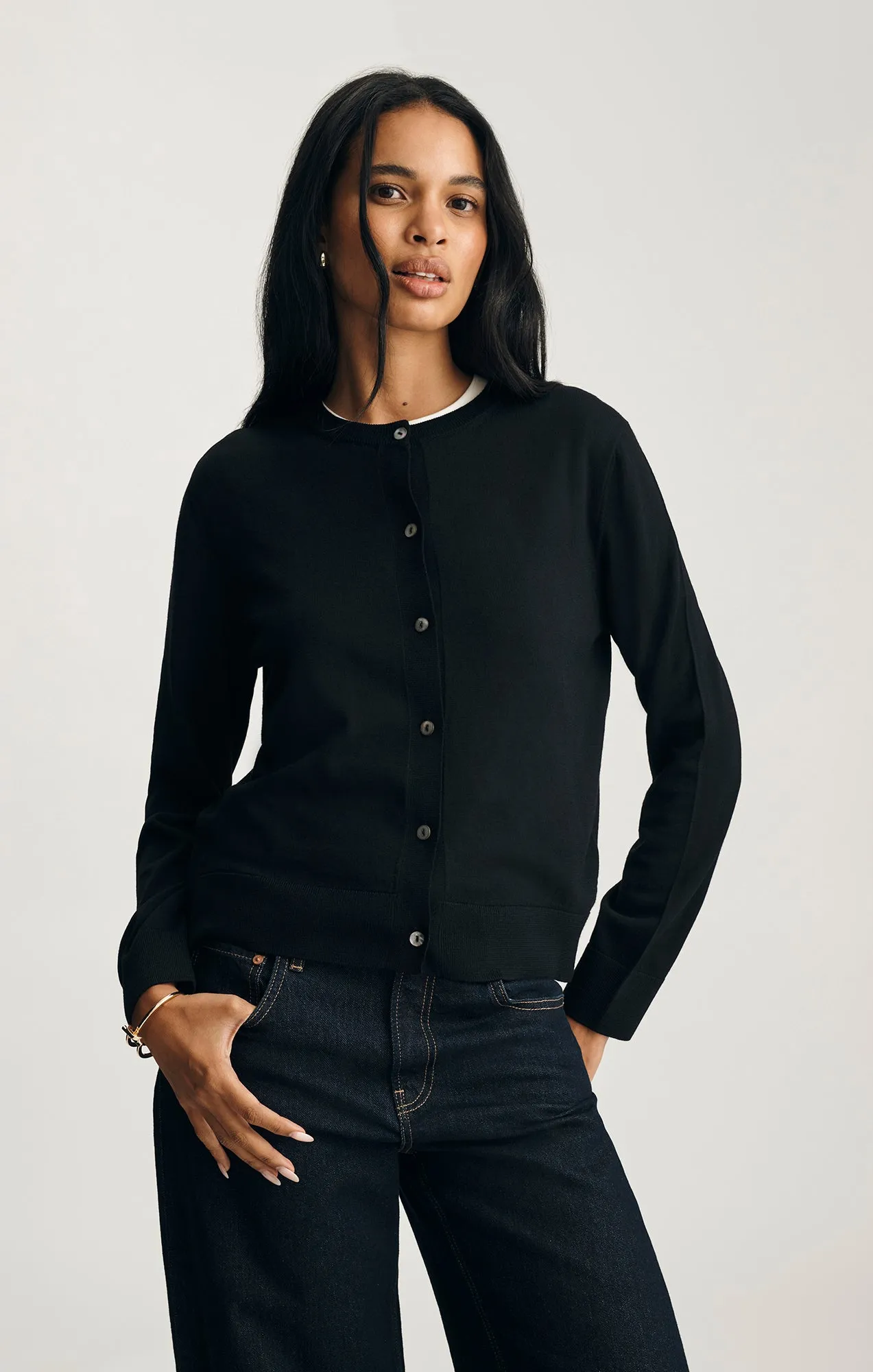 EDITION MERINO WOOL CARDIGAN IN BLACK sold by Mavi product image thumbnail 2