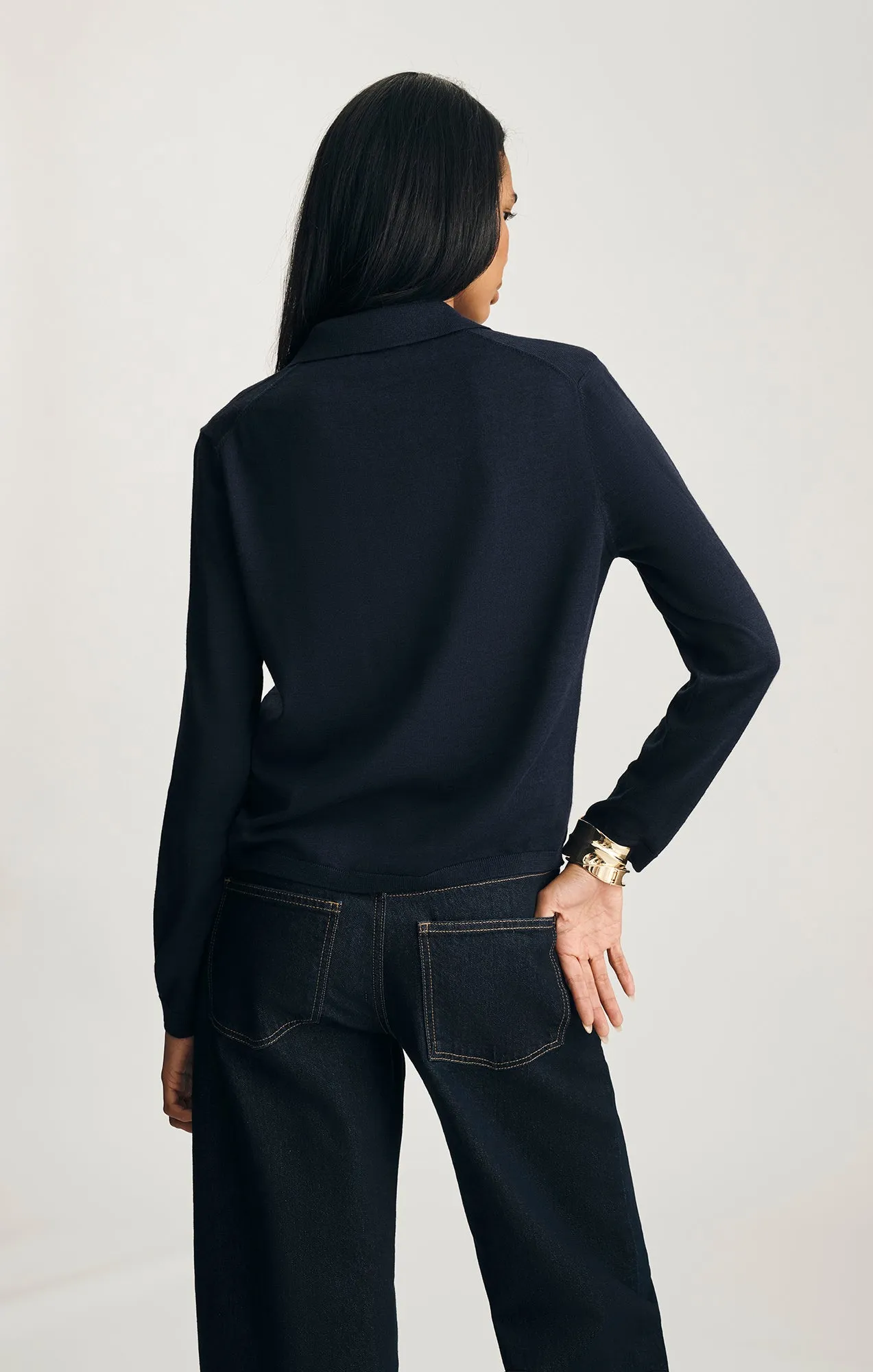 EDITION MERINO WOOL POLO SWEATER IN NAVY BLAZER sold by Mavi product image thumbnail 2