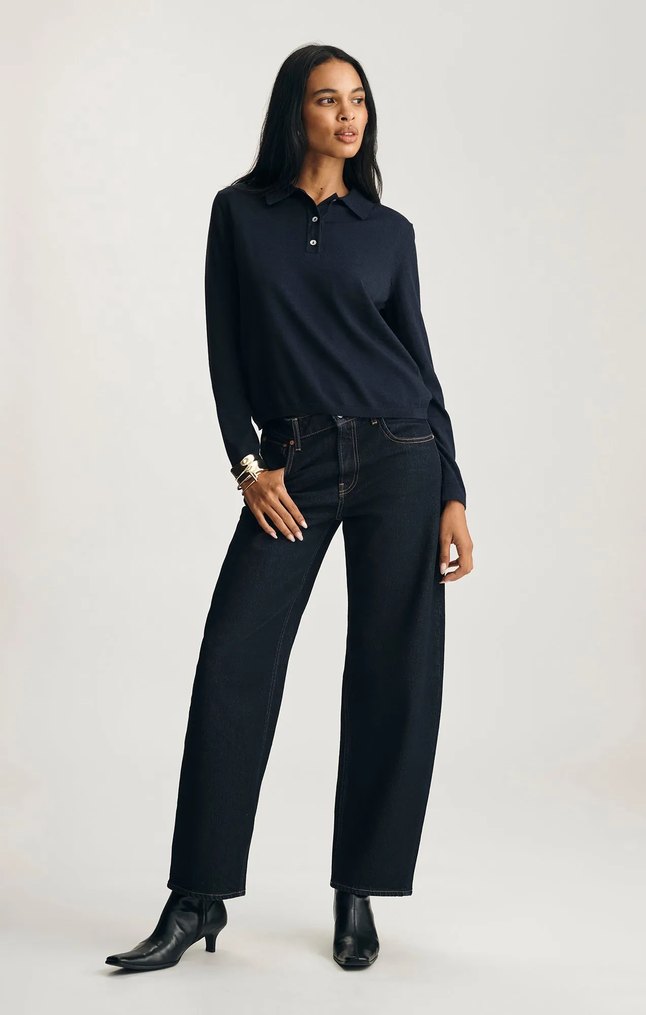 EDITION MERINO WOOL POLO SWEATER IN NAVY BLAZER sold by Mavi product image thumbnail 4