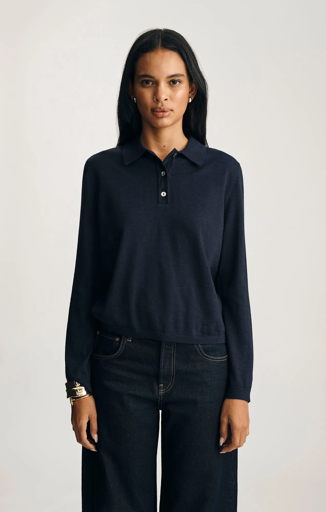 EDITION MERINO WOOL POLO SWEATER IN NAVY BLAZER sold by Mavi product image thumbnail 3