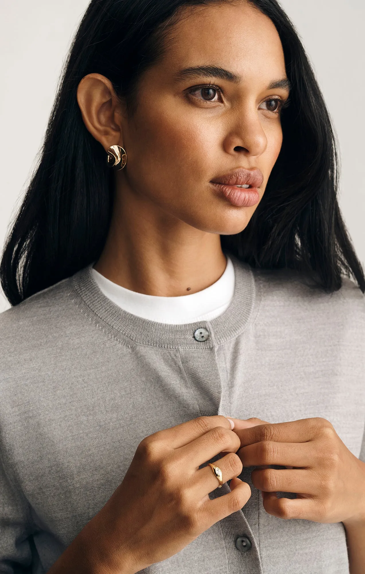 EDITION MERINO WOOL CARDIGAN IN LIGHT GREY MELANGE sold by Mavi product image thumbnail 3