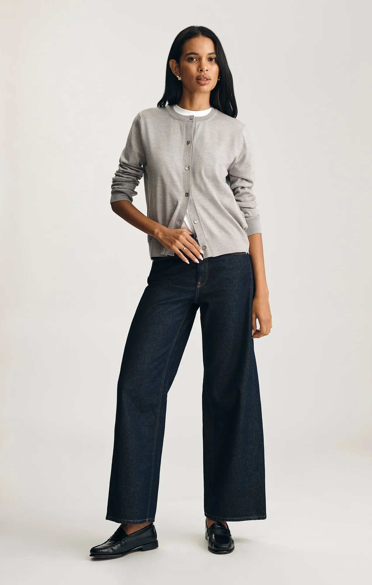 EDITION MERINO WOOL CARDIGAN IN LIGHT GREY MELANGE sold by Mavi product image thumbnail 4