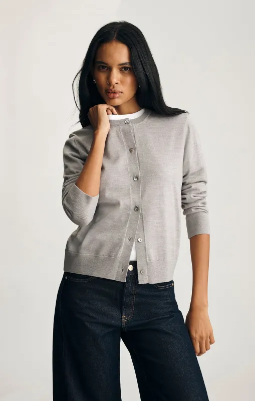 EDITION MERINO WOOL CARDIGAN IN LIGHT GREY MELANGE sold by Mavi
