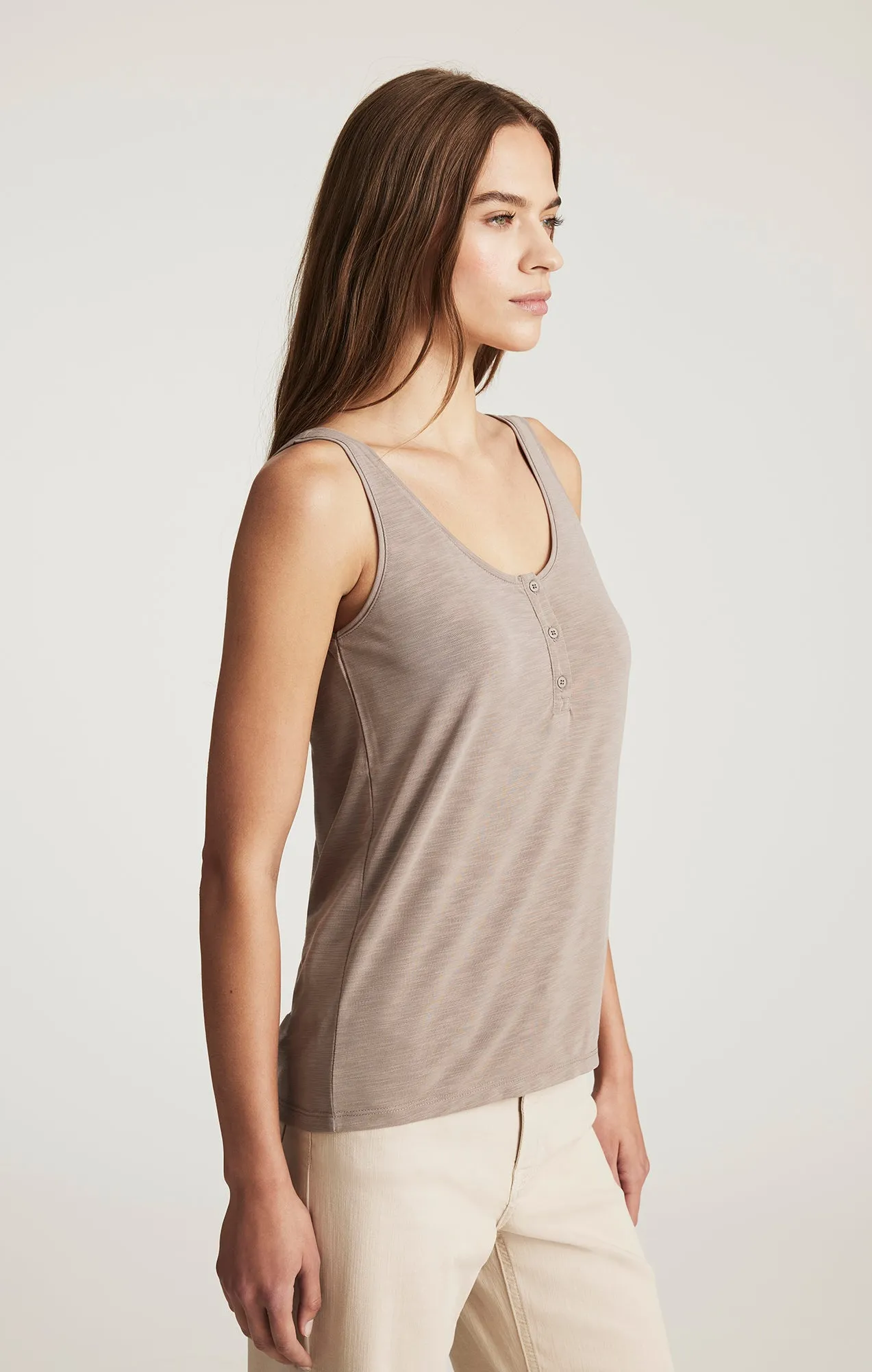 LUXE TOUCH TENCEL™ HENLEY TANK TOP IN FUNGI sold by Mavi product image thumbnail 2