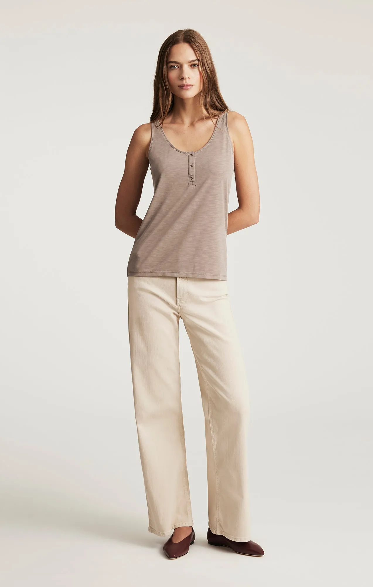 LUXE TOUCH TENCEL™ HENLEY TANK TOP IN FUNGI sold by Mavi product image thumbnail 5