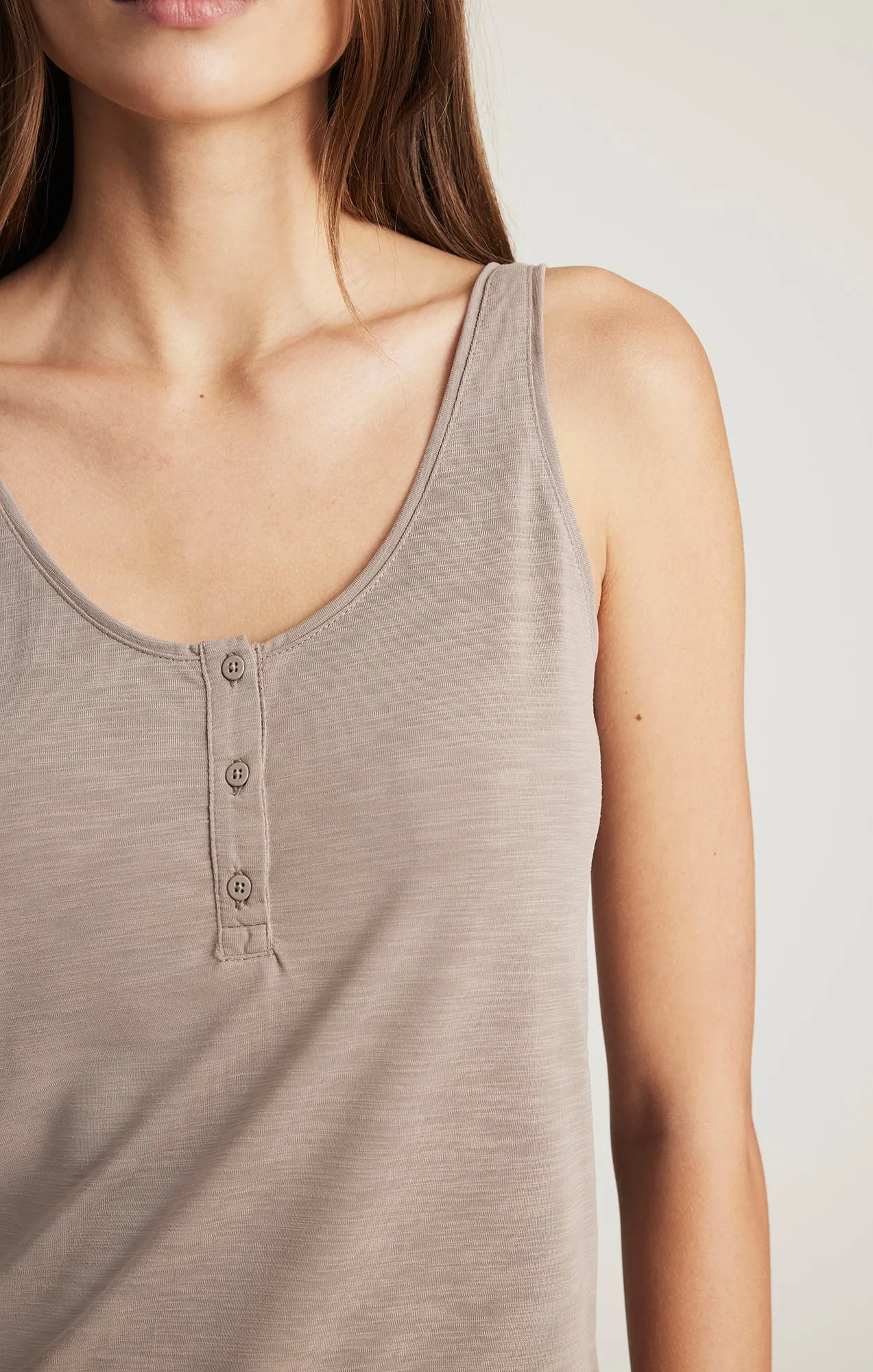 LUXE TOUCH TENCEL™ HENLEY TANK TOP IN FUNGI sold by Mavi product image thumbnail 4