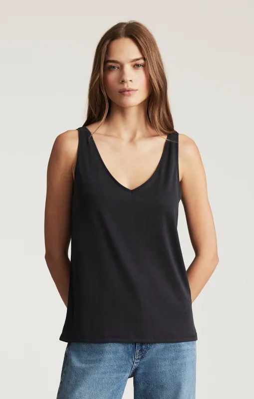 LUXE TOUCH TENCELâ„¢ LACE TANK TOP IN BLACK sold by Mavi