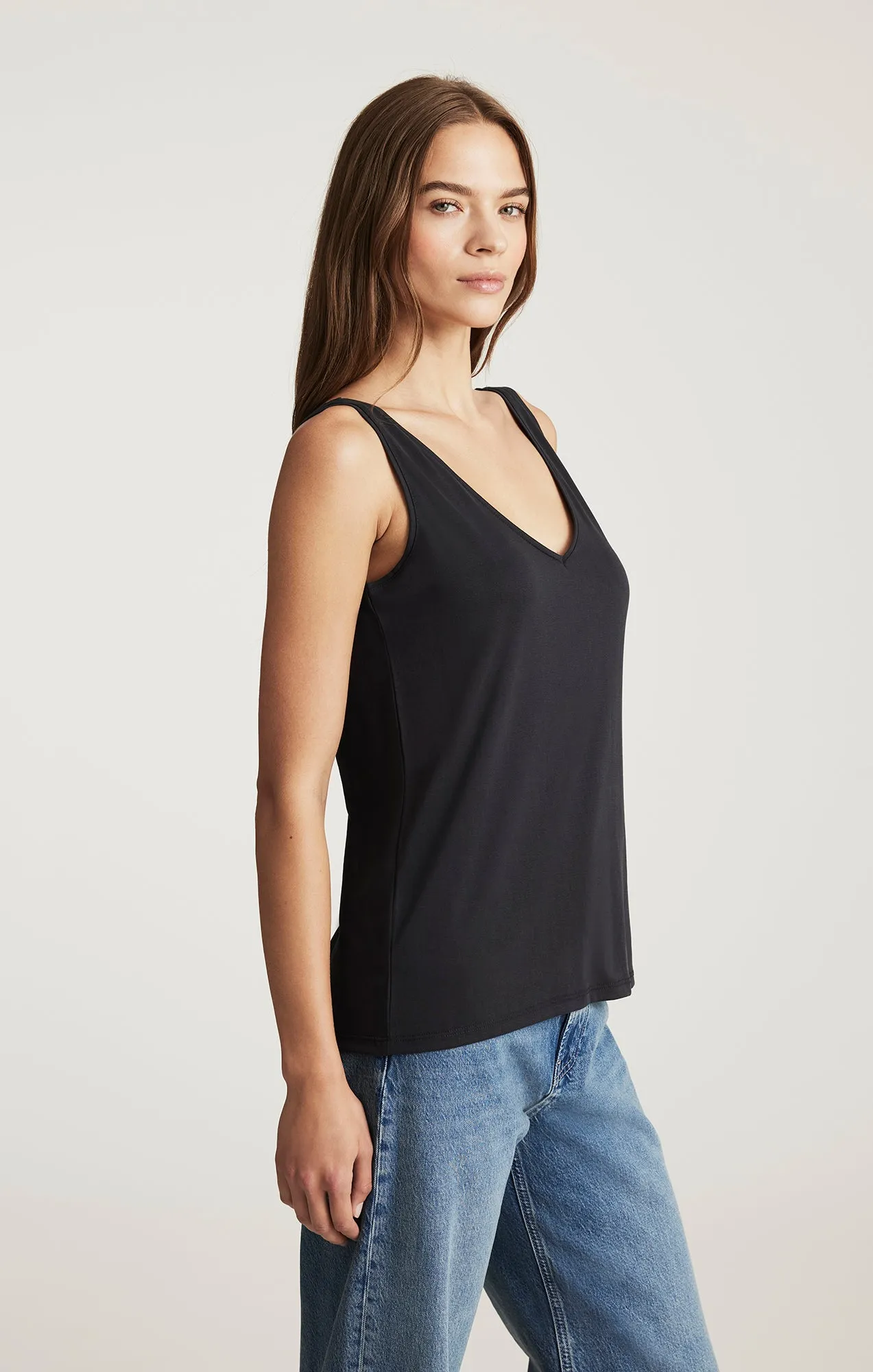 LUXE TOUCH TENCEL™ LACE TANK TOP IN BLACK sold by Mavi product image thumbnail 2