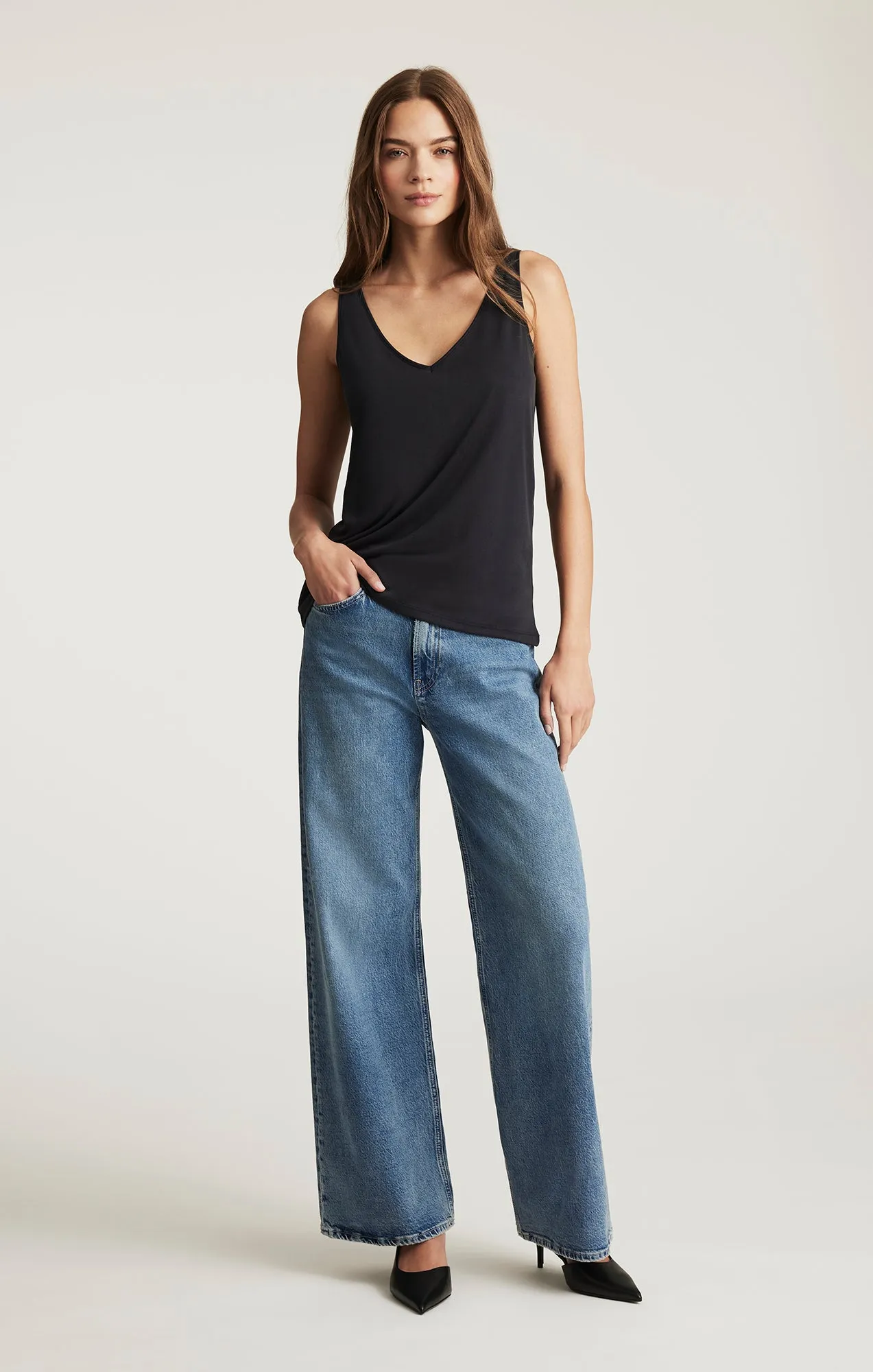 LUXE TOUCH TENCEL™ LACE TANK TOP IN BLACK sold by Mavi product image thumbnail 3