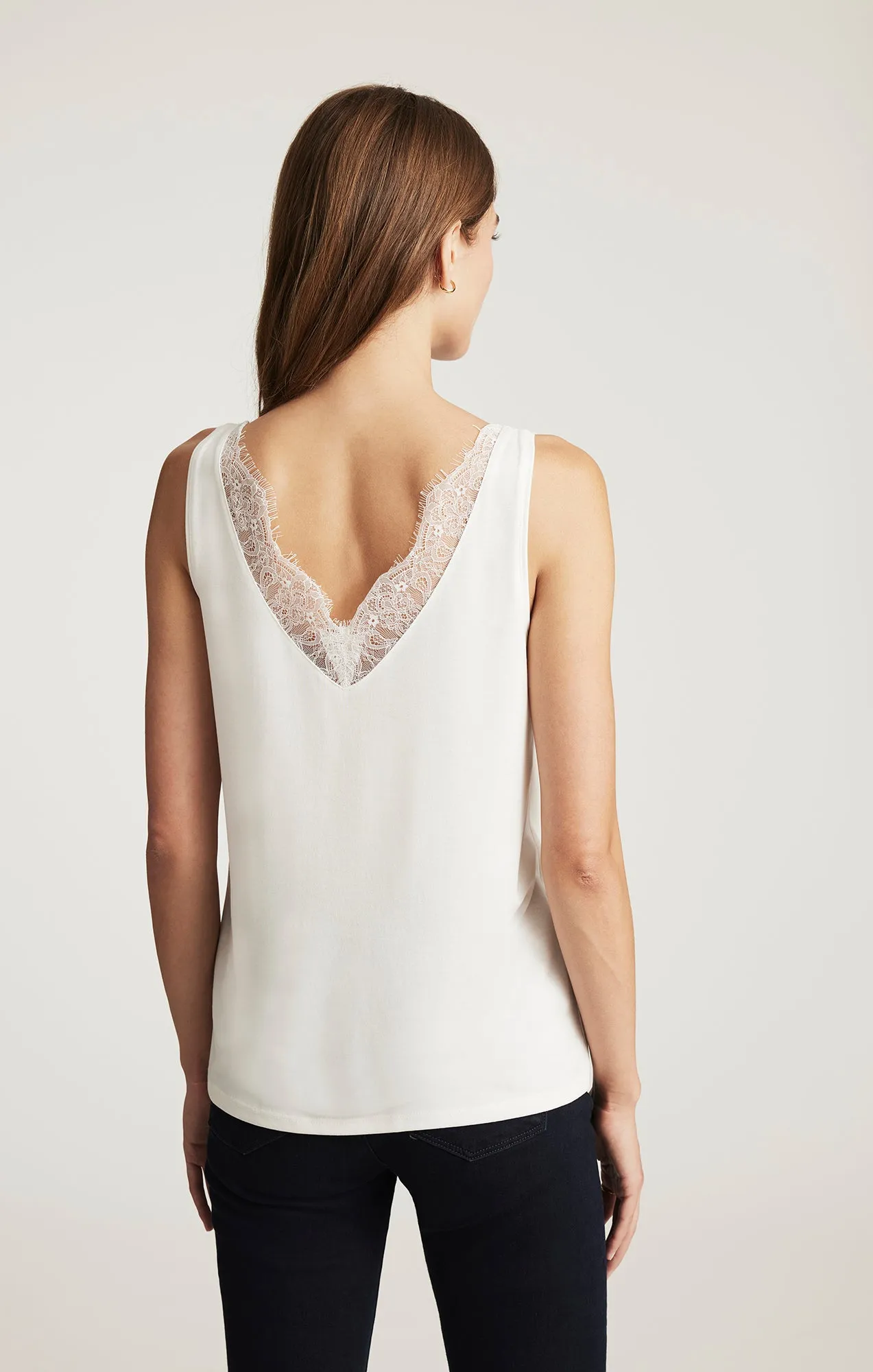 LUXE TOUCH TENCEL™ LACE TANK TOP IN ANTIQUE WHITE sold by Mavi product image thumbnail 3