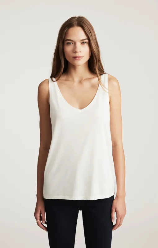LUXE TOUCH TENCEL™ LACE TANK TOP IN ANTIQUE WHITE sold by Mavi