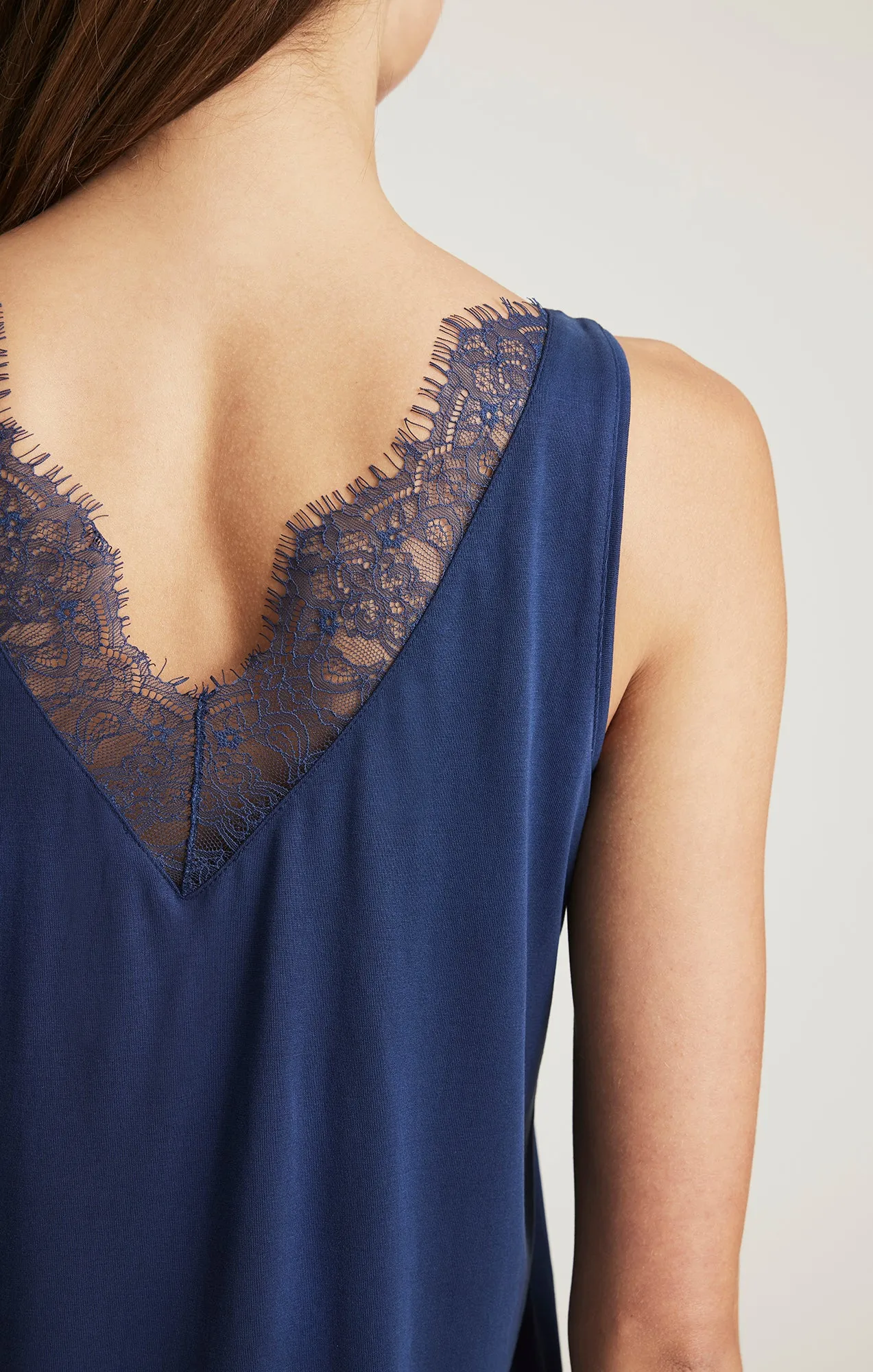 LUXE TOUCH TENCEL™ LACE TANK TOP IN MEDIEVAL BLUE sold by Mavi product image thumbnail 4