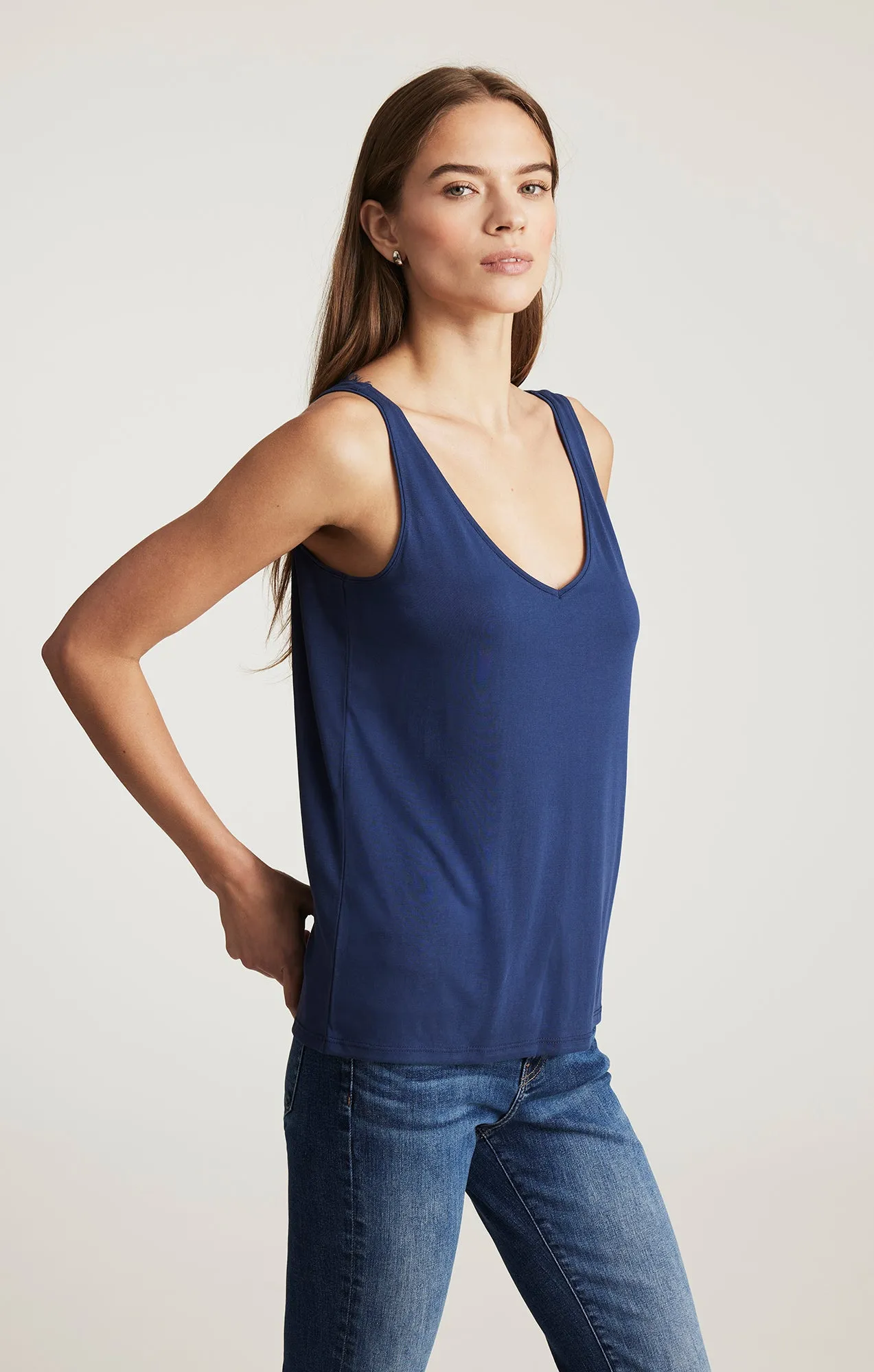 LUXE TOUCH TENCEL™ LACE TANK TOP IN MEDIEVAL BLUE sold by Mavi product image thumbnail 2