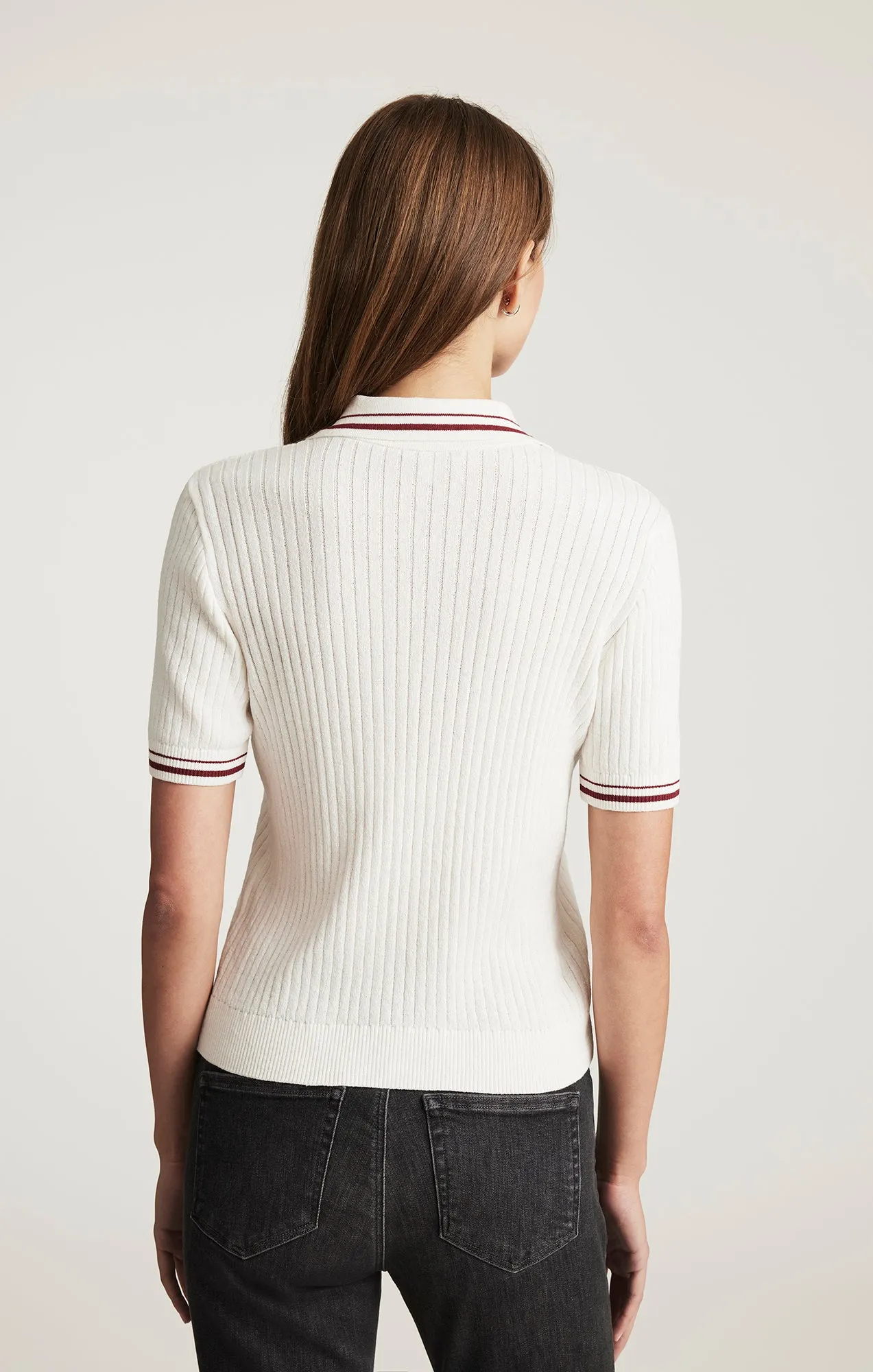 SHORT SLEEVE POLO SWEATER IN ANTIQUE WHITE sold by Mavi product image thumbnail 2