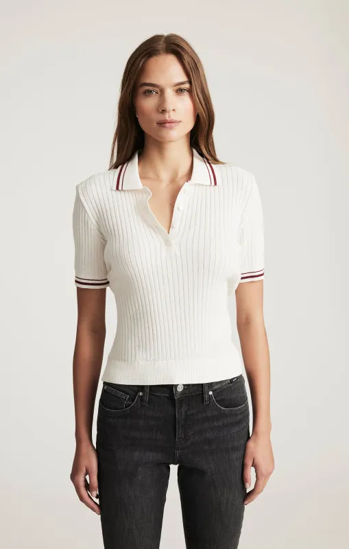 SHORT SLEEVE POLO SWEATER IN ANTIQUE WHITE sold by Mavi