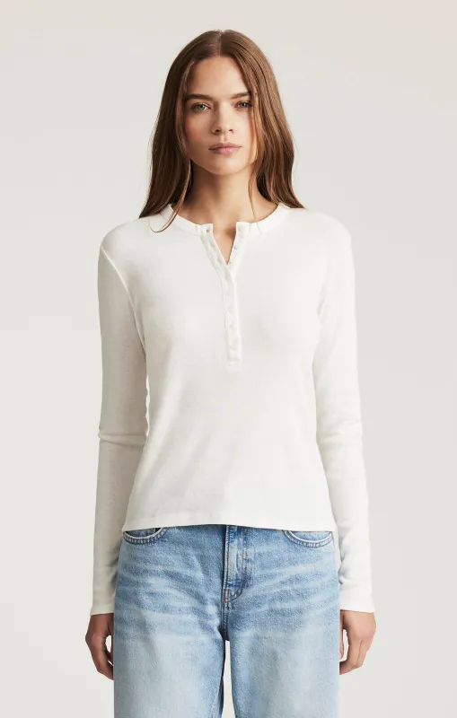 HENLEY LONG SLEEVE T-SHIRT IN ANTIQUE WHITE sold by Mavi