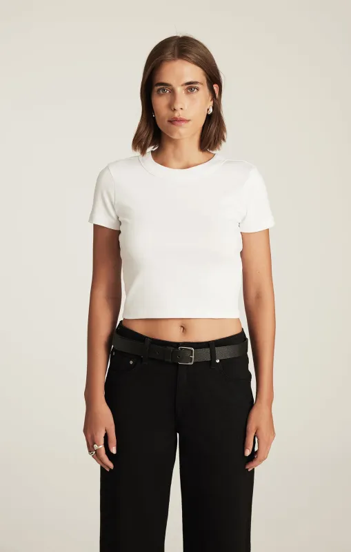 CROPPED CREW NECK T-SHIRT IN WHITE sold by Mavi