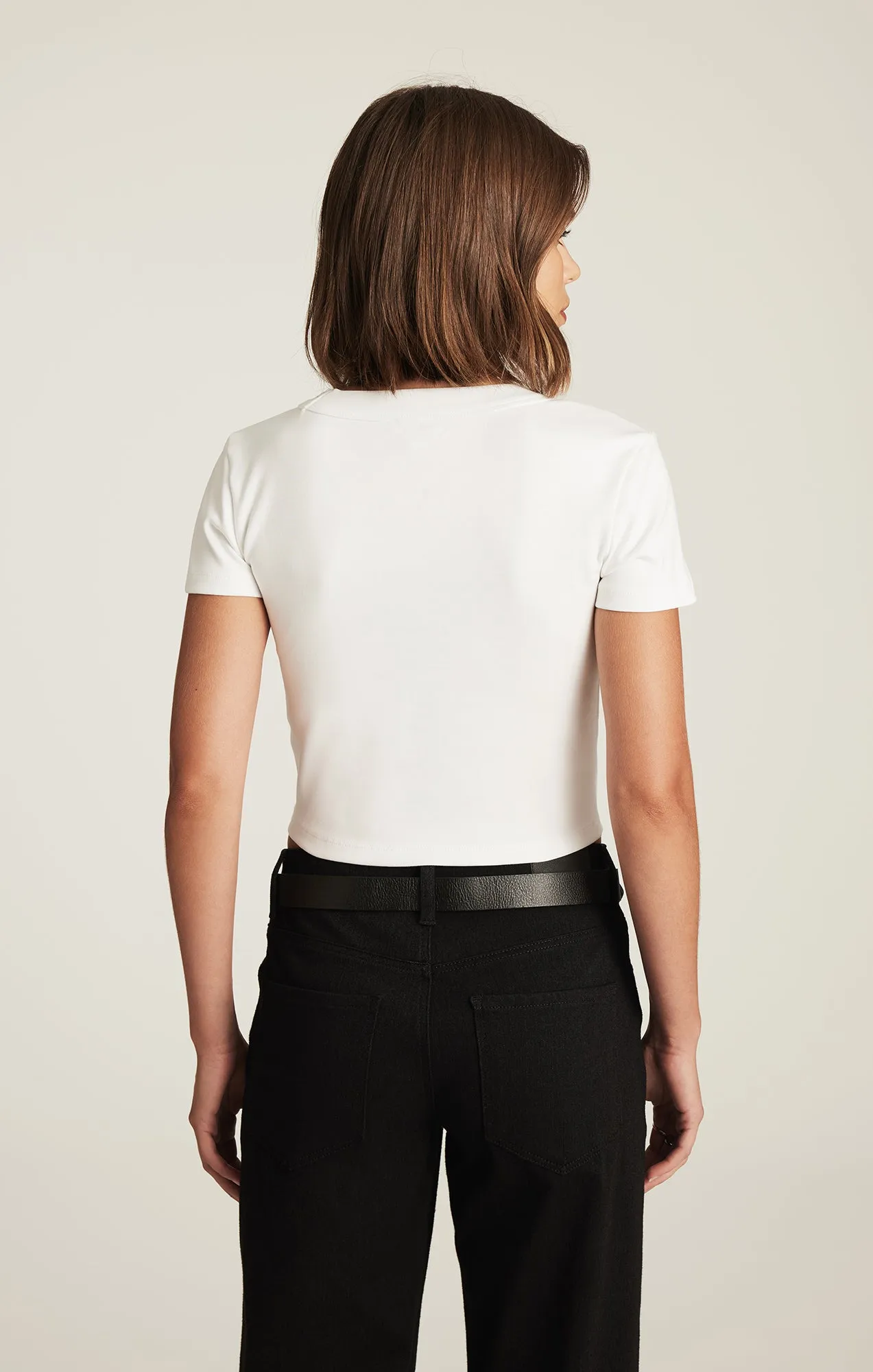 CROPPED CREW NECK T-SHIRT IN WHITE sold by Mavi product image thumbnail 2