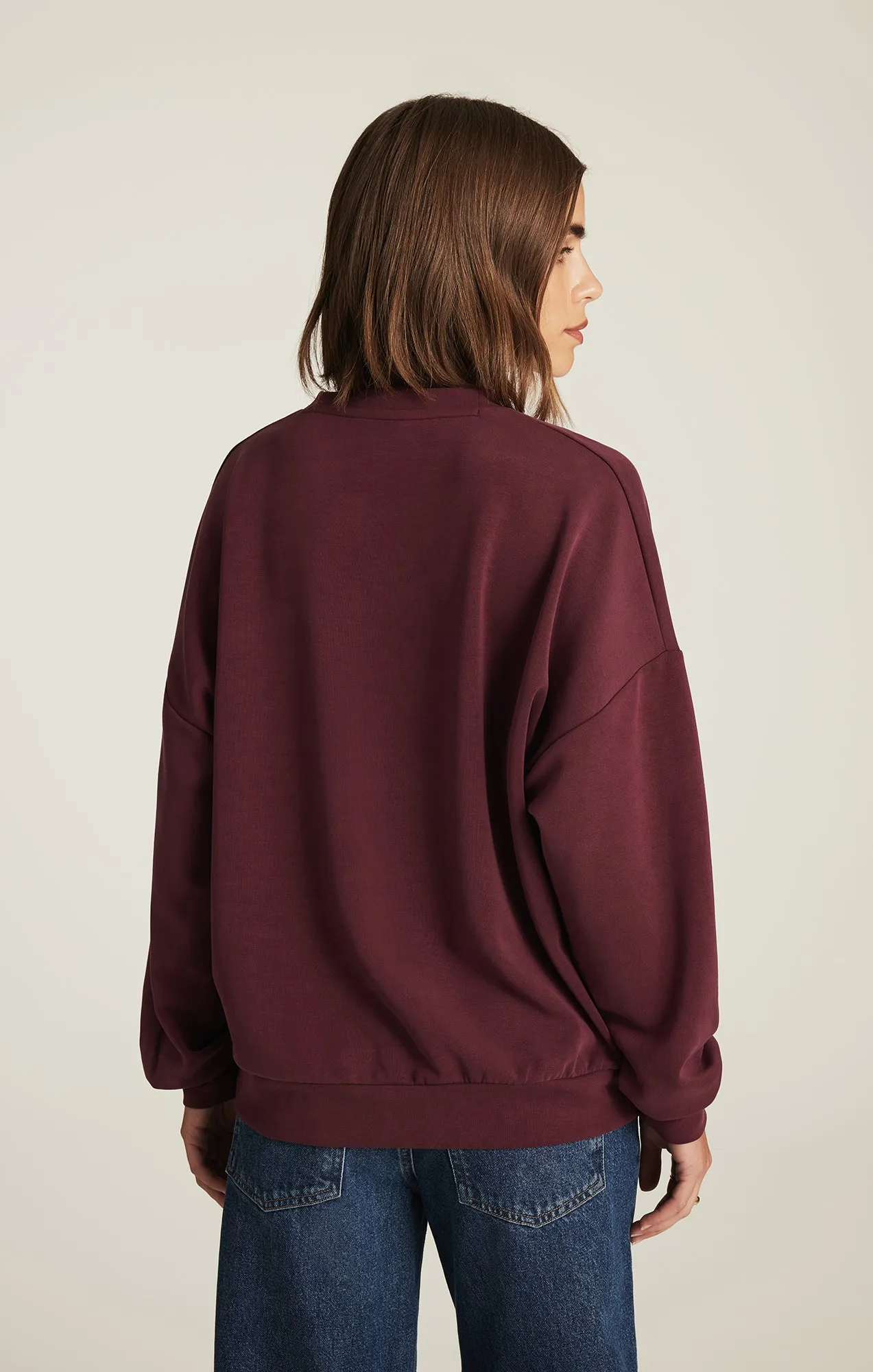 LUXE TOUCH TENCEL™ SWEATSHIRT IN TAWNY PORT sold by Mavi product image thumbnail 2