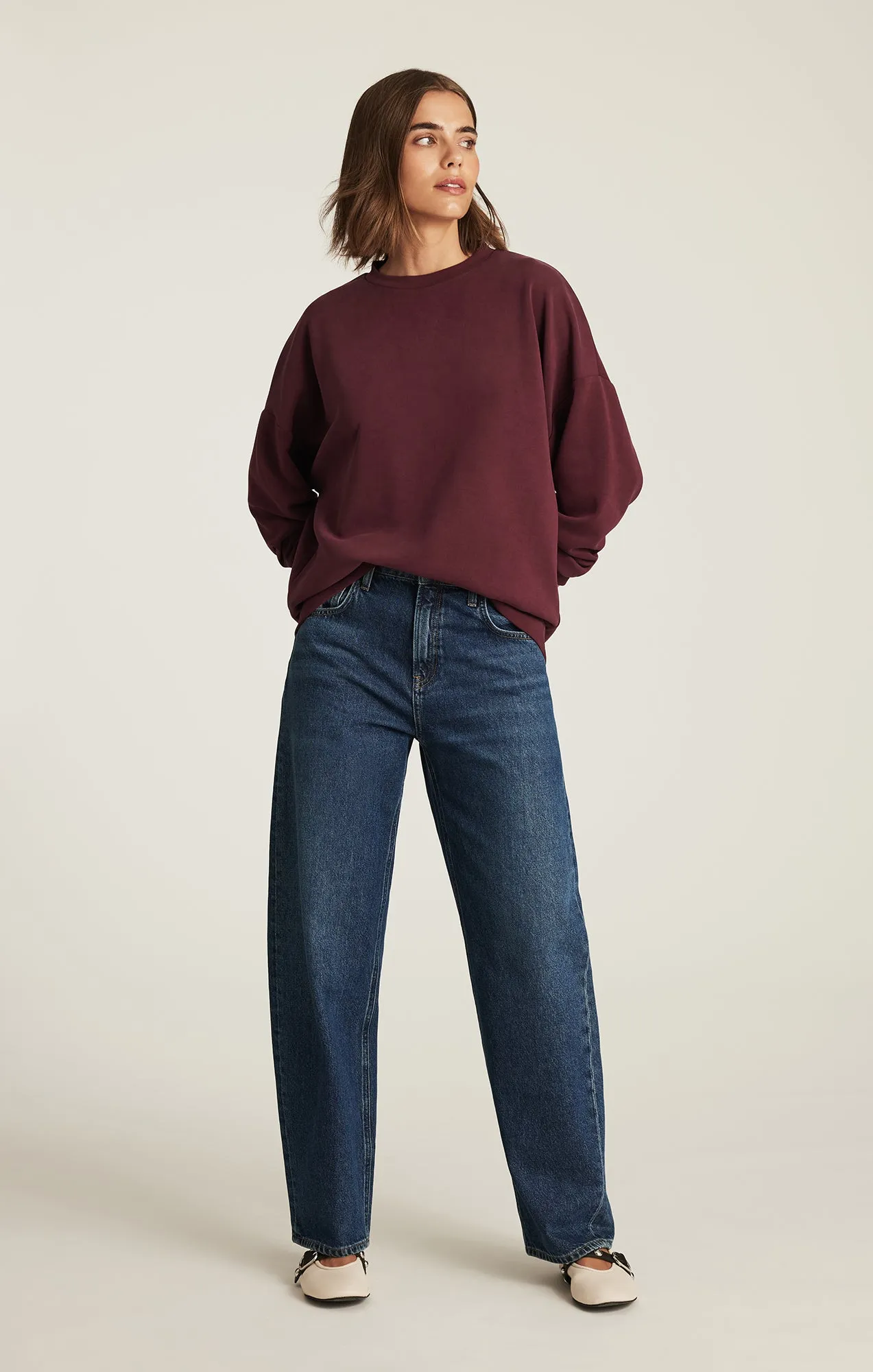 LUXE TOUCH TENCEL™ SWEATSHIRT IN TAWNY PORT sold by Mavi product image thumbnail 4