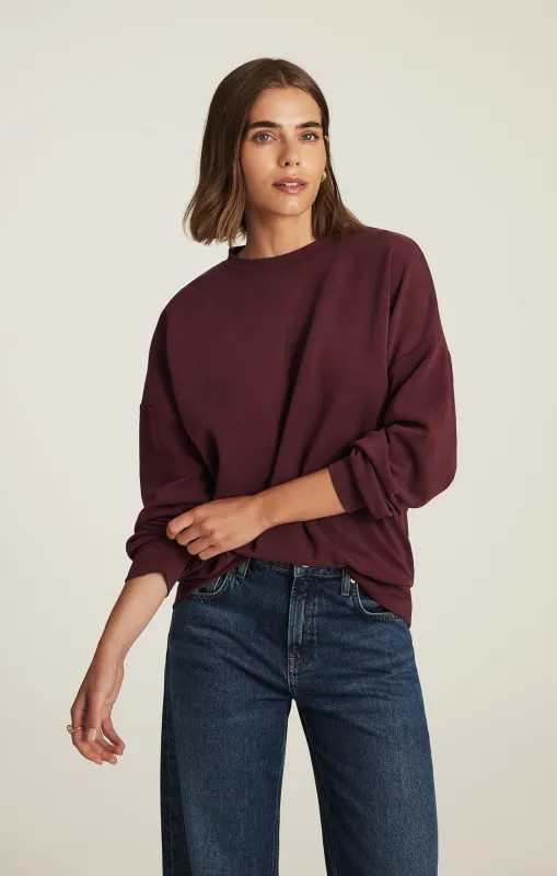 LUXE TOUCH TENCEL™ SWEATSHIRT IN TAWNY PORT sold by Mavi