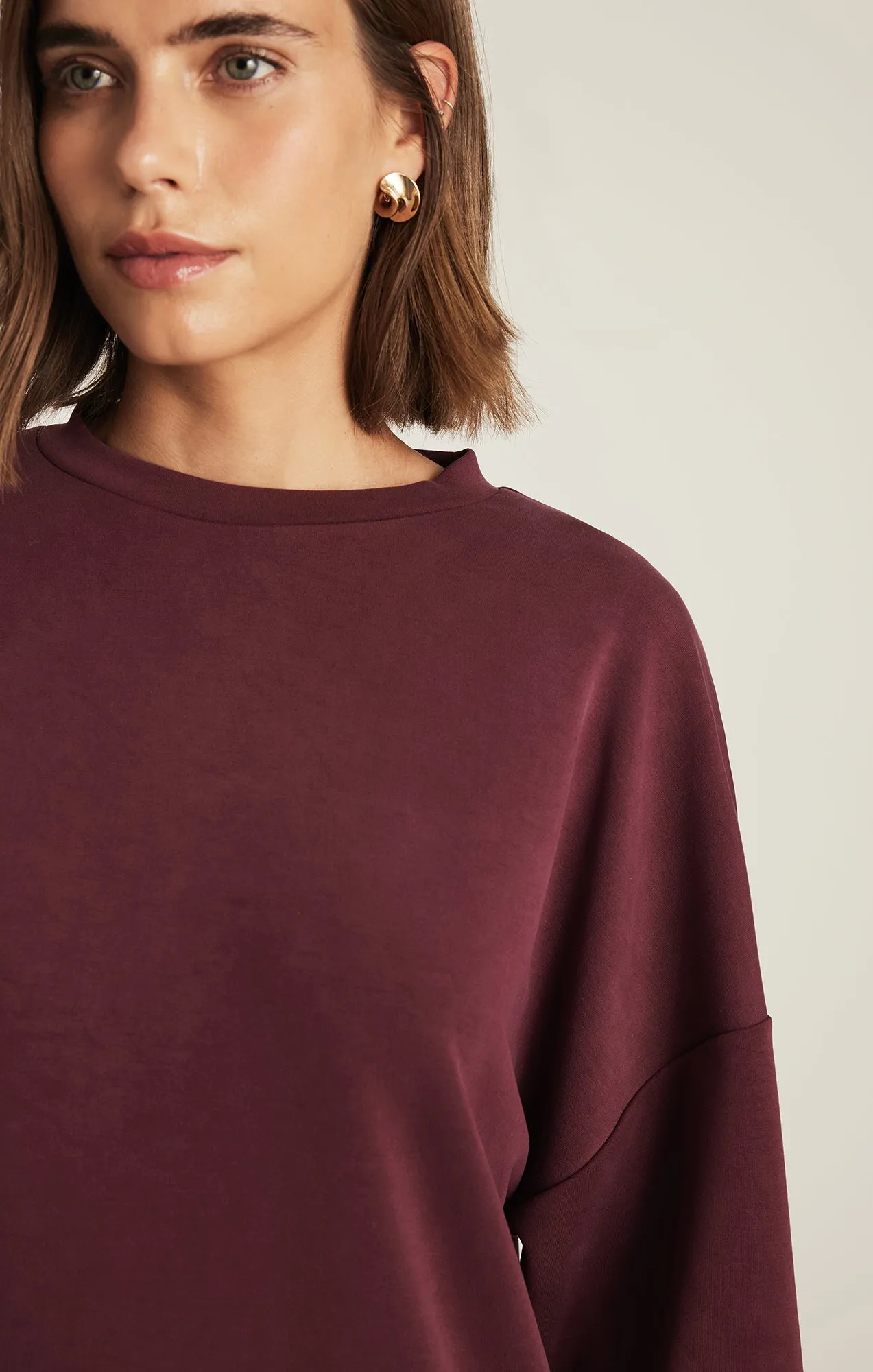 LUXE TOUCH TENCEL™ SWEATSHIRT IN TAWNY PORT sold by Mavi product image thumbnail 3