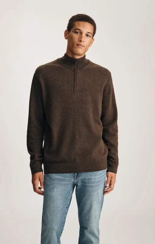 HALF ZIP SWEATER IN SEAL BROWN sold by Mavi