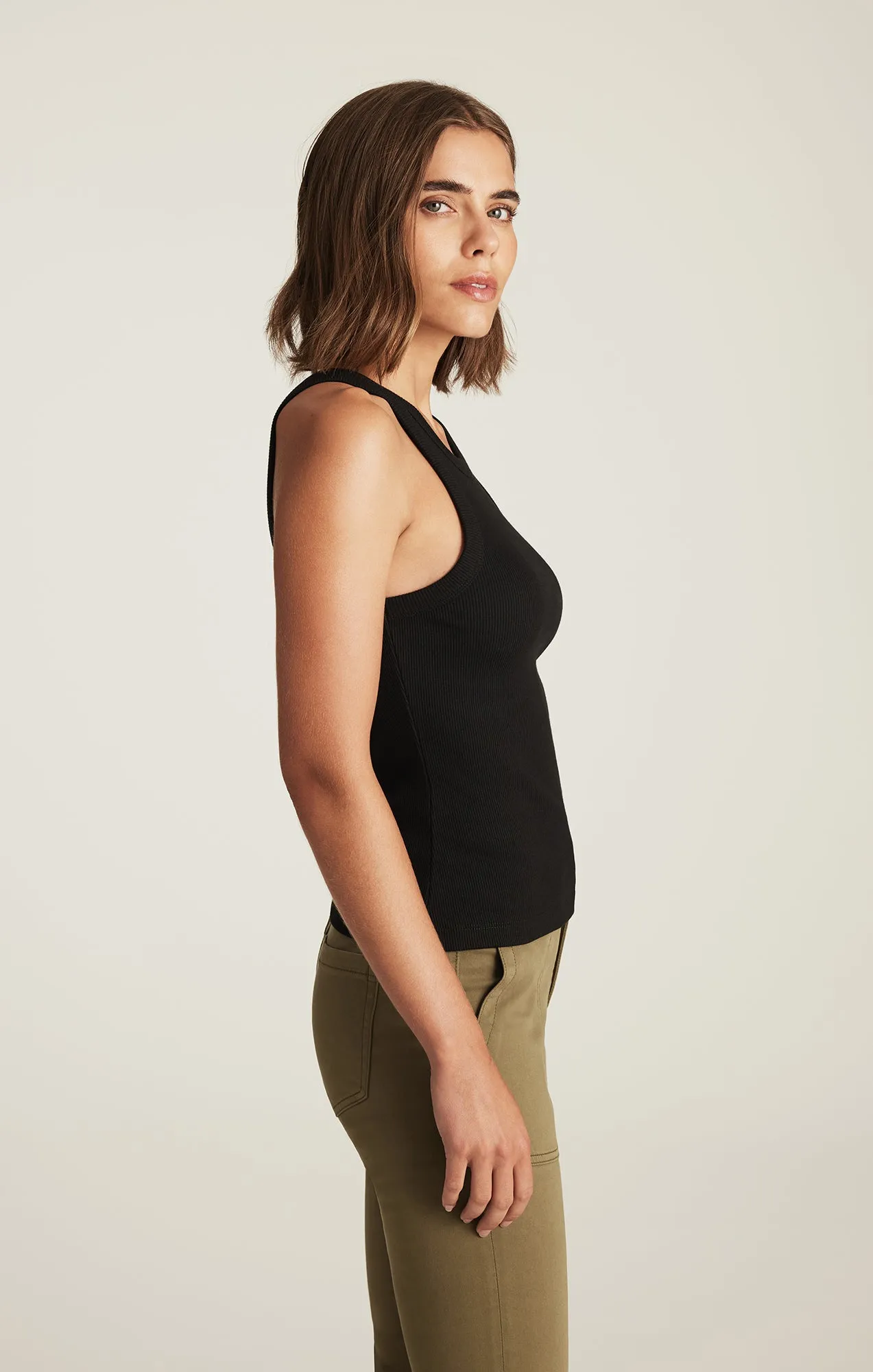 STELLA RIBBED HIGH NECK TANK TOP IN BLACK sold by Mavi product image thumbnail 2