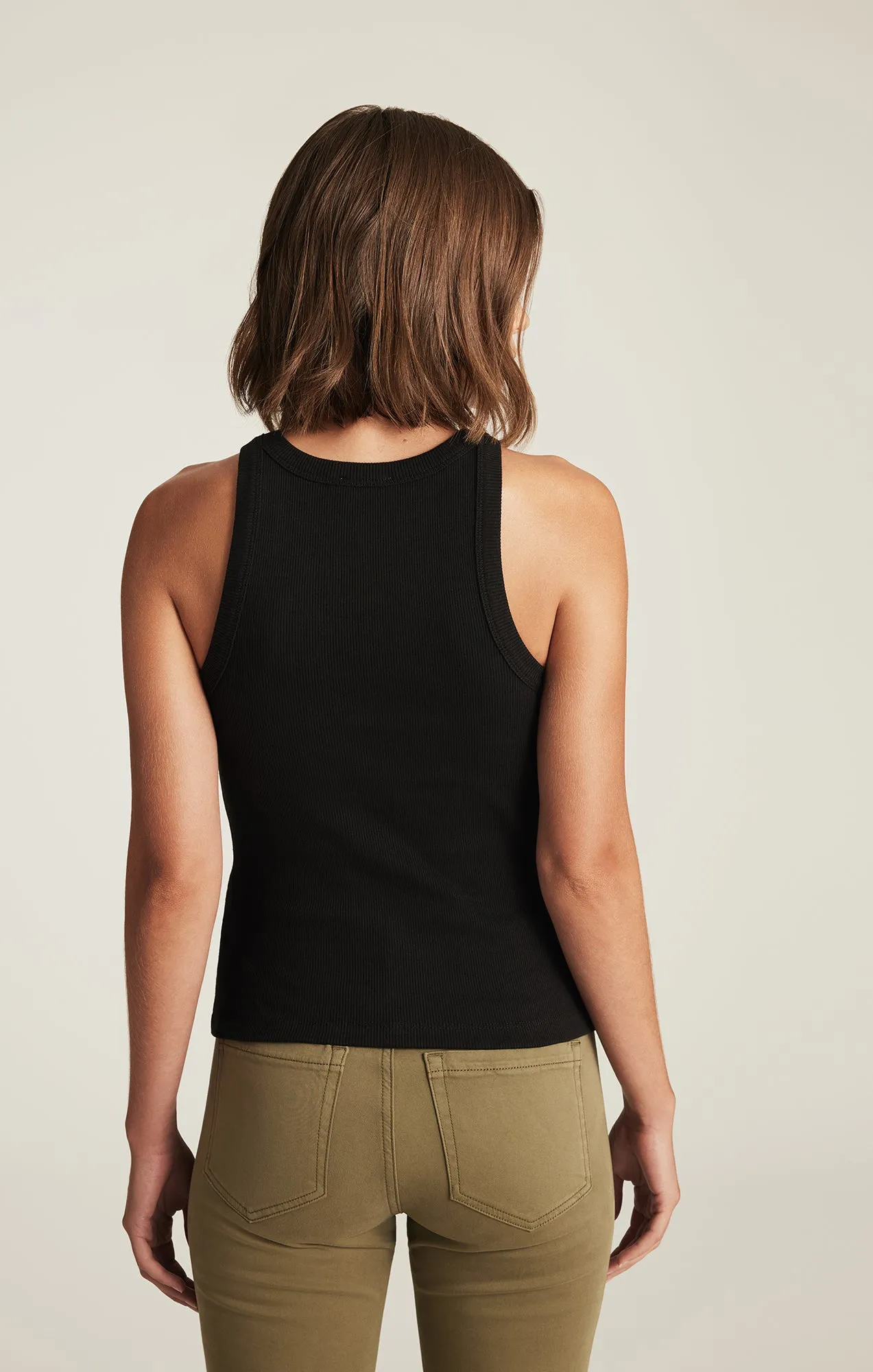 STELLA RIBBED HIGH NECK TANK TOP IN BLACK sold by Mavi product image thumbnail 3