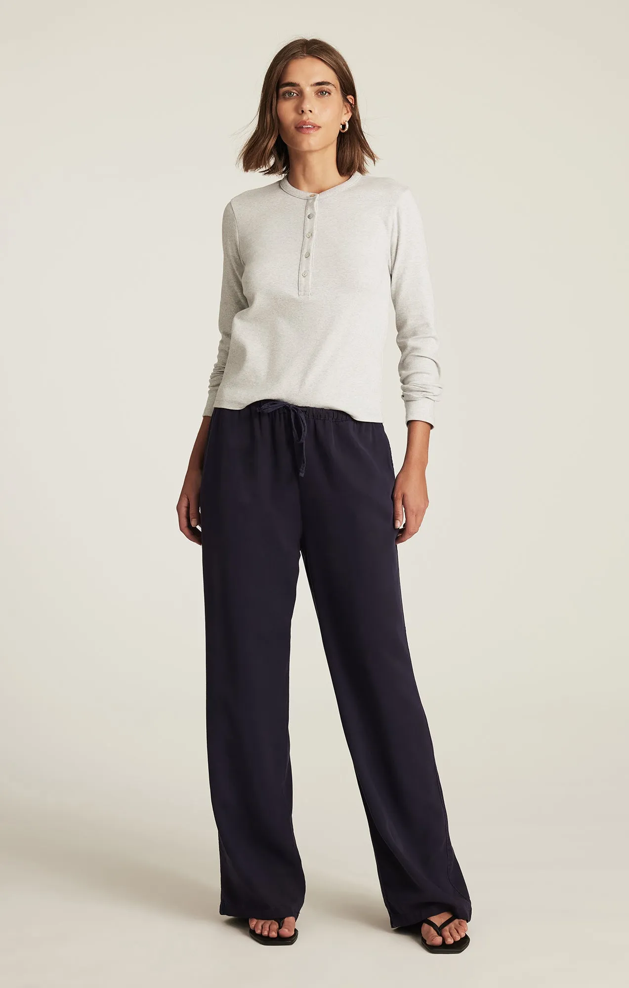 CROPPED HENLEY T-SHIRT IN LIGHT GREY MELANGE sold by Mavi product image thumbnail 5