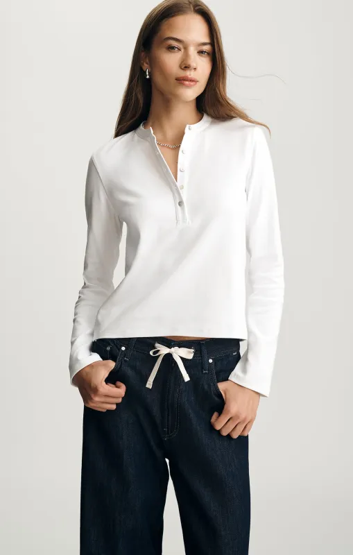 CROPPED HENLEY T-SHIRT IN WHITE sold by Mavi