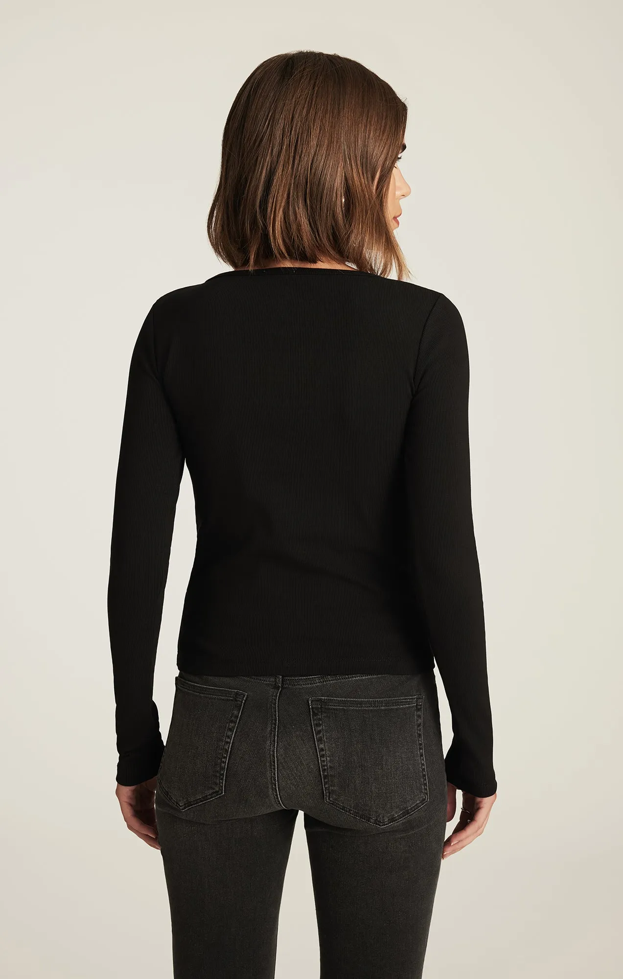 SOFIA RIBBED SQUARE NECK T-SHIRT IN BLACK sold by Mavi product image thumbnail 2