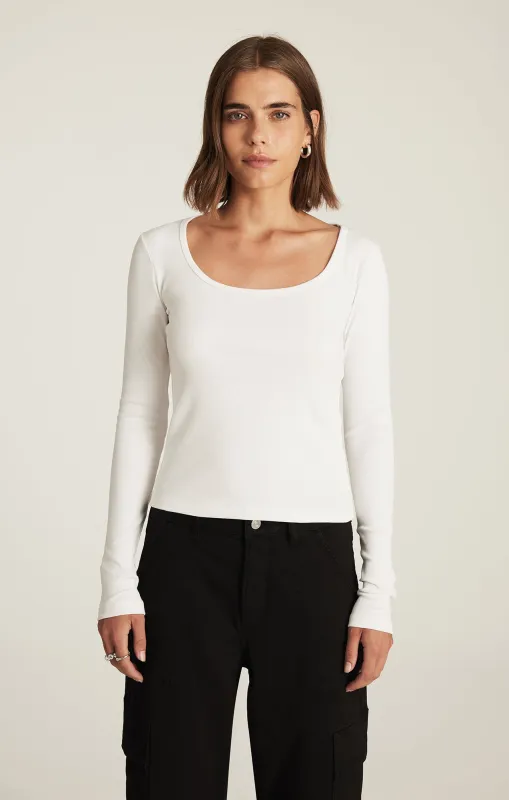 SOFIA RIBBED SQUARE NECK T-SHIRT IN WHITE sold by Mavi