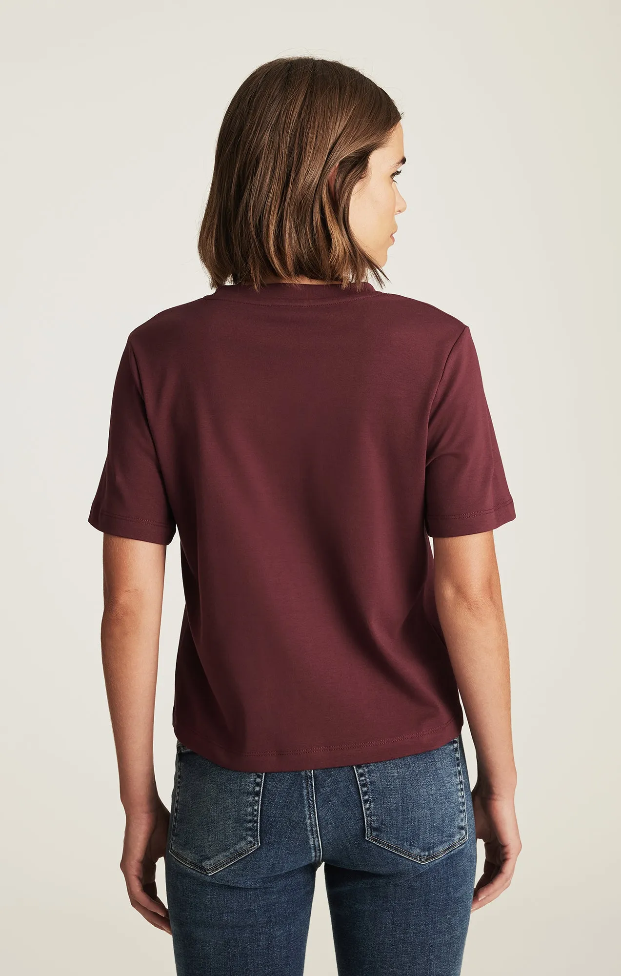 AUDREY INTERLOCK CREW NECK T-SHIRT IN WINDSOR WINE sold by Mavi product image thumbnail 4